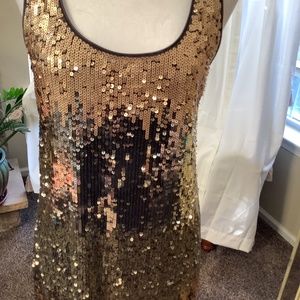 Express golden sequin mini dress in Medium